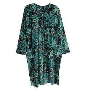 Collections Etc Velour Full Zip Green Paisley Robe Woman’s Size XXL (2X) Lounge